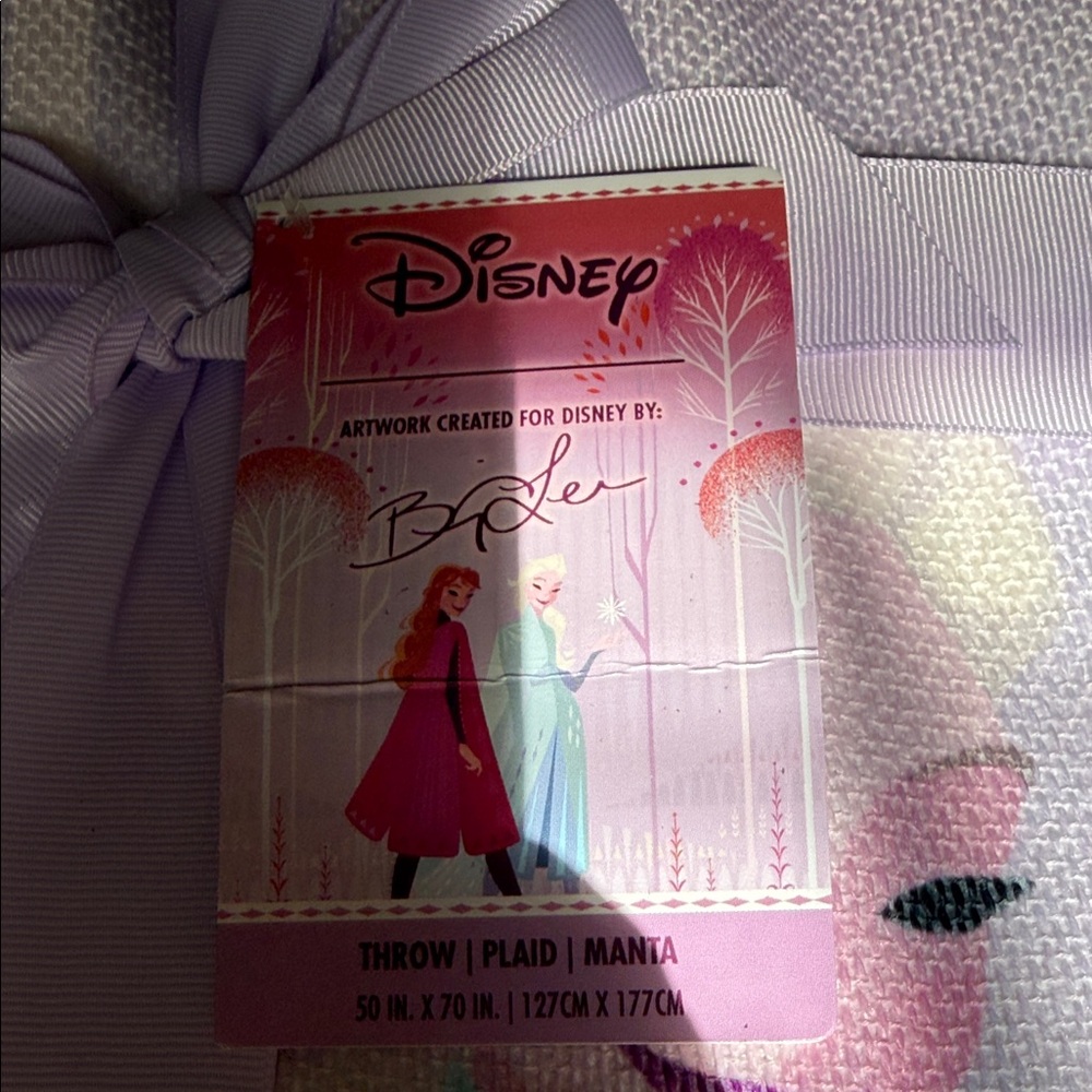 Disney Frozen Throw Blanket  with Anna and Elsa in Pink and Purple. NWT 50x70 - Picture 2 of 3